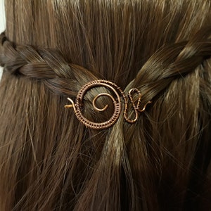 Small hairpin wrapped in Celtic wire - copper spiral hairpin - Nordic brooch gift for her - hair accessory