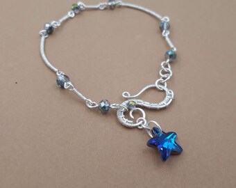 tobillera de plata 925 con cristales de swarovski - Etsy España