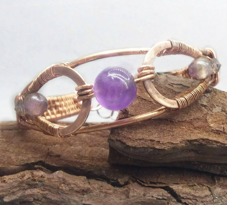 Copper Bracelet Purple Stone Nordic bracelet amethyst bangle for Women