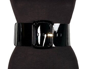 black patent leather belt womens