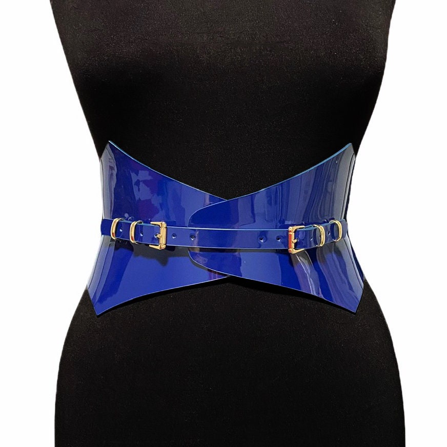 Wrap leather wide waist Corset wide belt XXS-5XL Blue Thorn Leather Belt