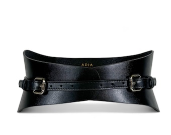 XXS-5XL Black Leather Belt, Autumn wide belt, Wrap leather wide Corset