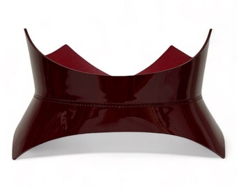 XXS-5XL Burgundy Thorns Patent Leather Belt, wide belt, Wrap leather wide waist Corset