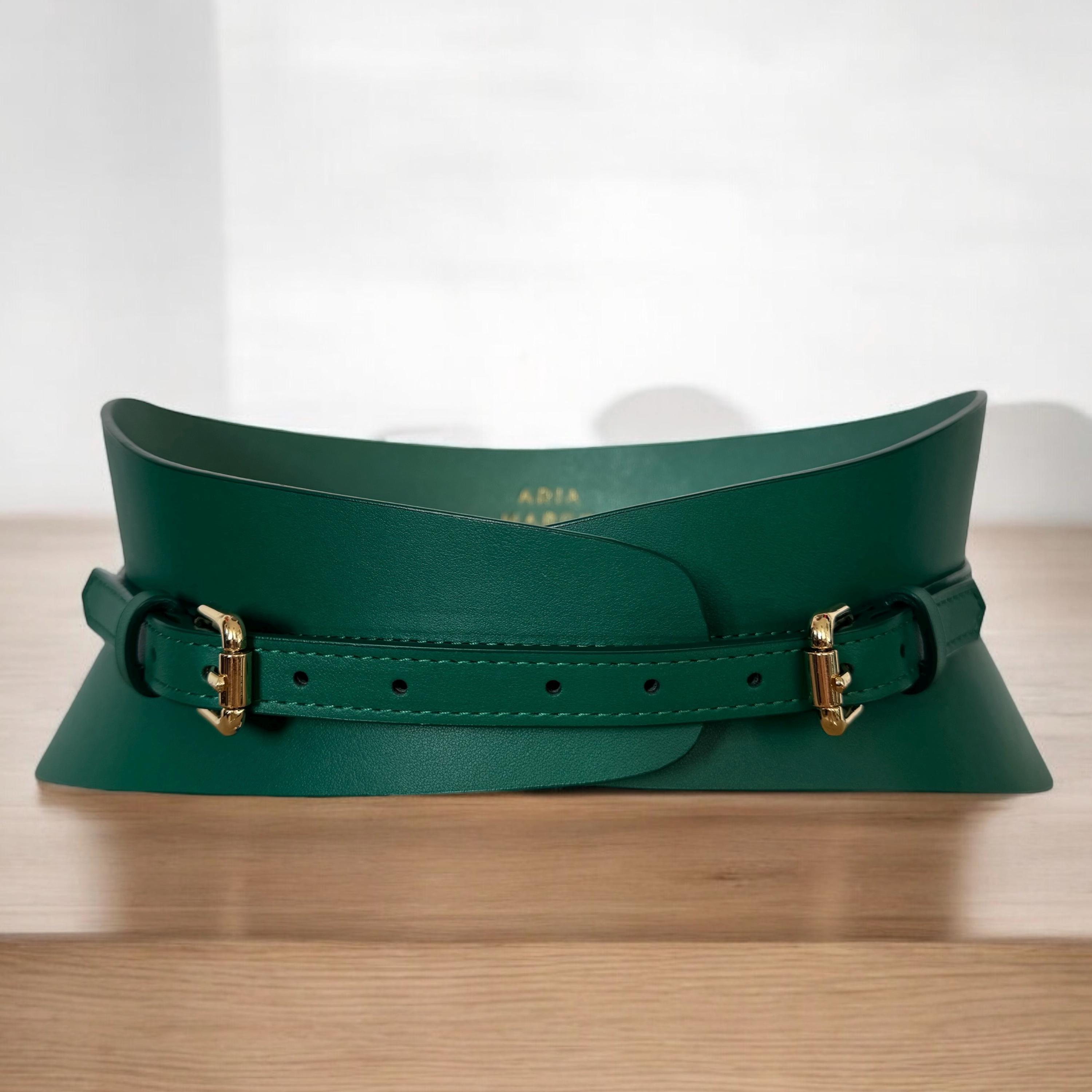 green emerald velvet dress Green Linen Sash for Wedding Dress Hunter Green main image 1