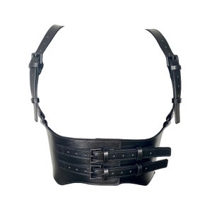 XXS-XXXL Push-up Black Leather Corset, Leather wide Belt