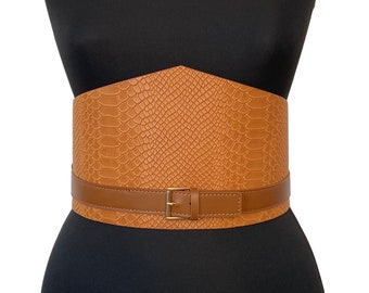 Ceinture en cuir North Brown XXS- 5XL, corset large en cuir