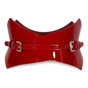 XXS-3XL Red Thorns Patent Leather Belt, wide belt, Wrap leather wide waist Corset
