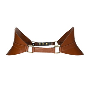 XXS - XXXL Brown Leather Corset, Brown Autumn wide belt, Curved leather wide Corset