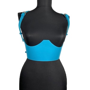 XXS - 5XL Turquoise Leather Under-bust Corset, Plain wide leather Corset belt
