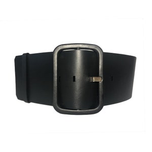 XXS - 5XL, Cintura larga in pelle nera da 10 cm, Cintura in pelle con fibbia decorata, Cintura in pelle liscia, Cintura larga in pelle