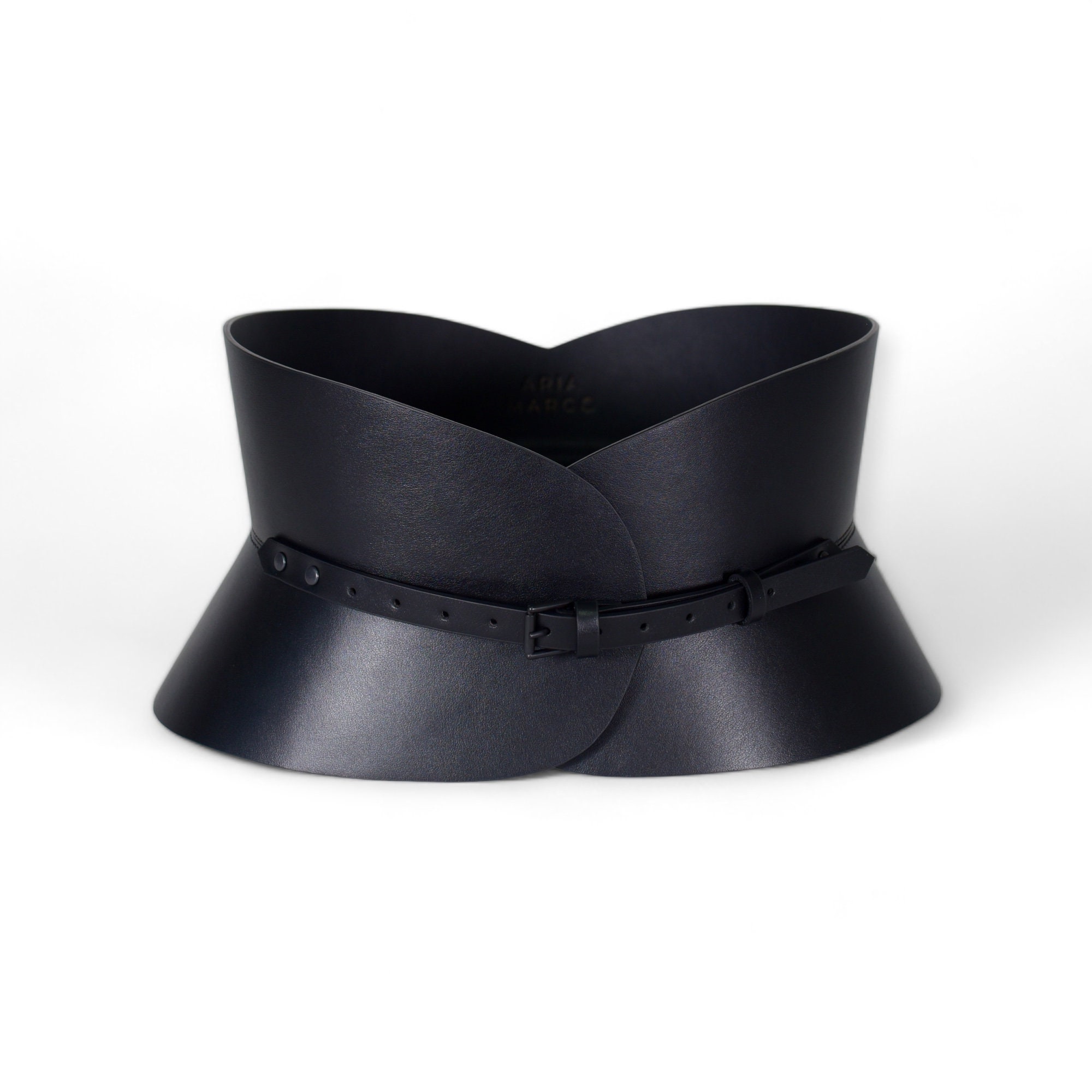 XXS - 5XL Black Leather Corset, Hourglass Wide Belt, Plain Leather