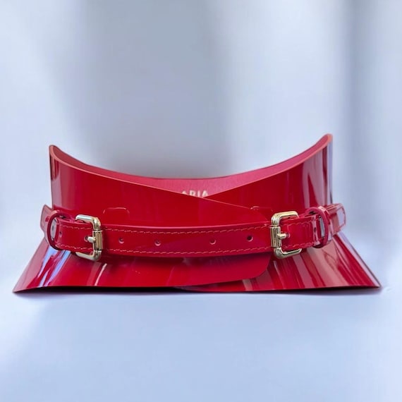 XXS - 5XL Red Patent Leather Slimming Corset Belt, Plus Size