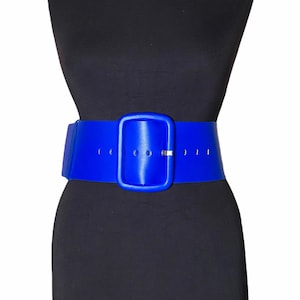 XXS - 5XL, cintura larga in pelle blu royal da 10 cm, cintura con fibbia elegante, cintura semplice, cintura larga in pelle