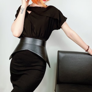 XXS-XXXL Hips Black Leather Belt, Leather wide Corset