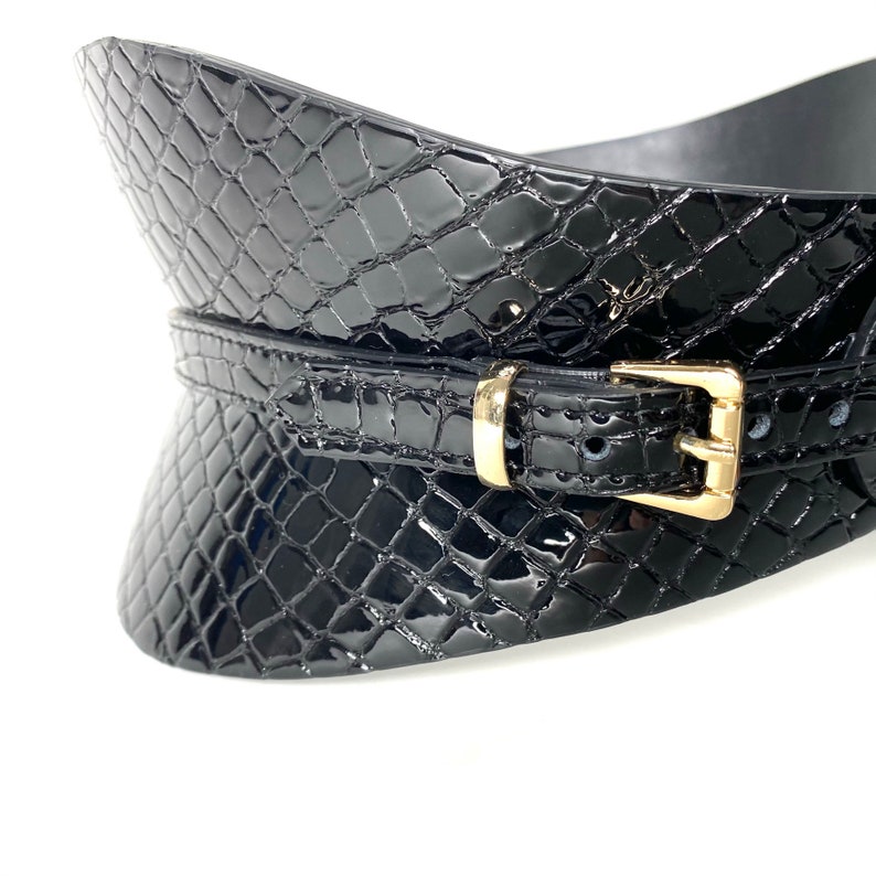XXS5XL Black Croc Patent Leather Belt Autumn Wide Belt Wrap Etsy UK