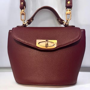 Bolso Ama de piel burdeos: bolso de hombro, bandolera, bolso de mano, minibolso