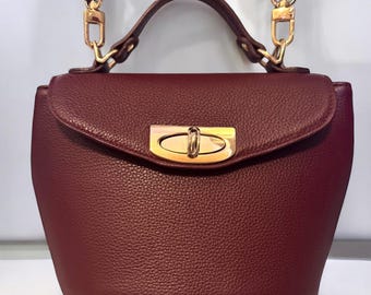Burgundy Leather Ama Bag - Shoulder purse, cross body, handbag, mini purse