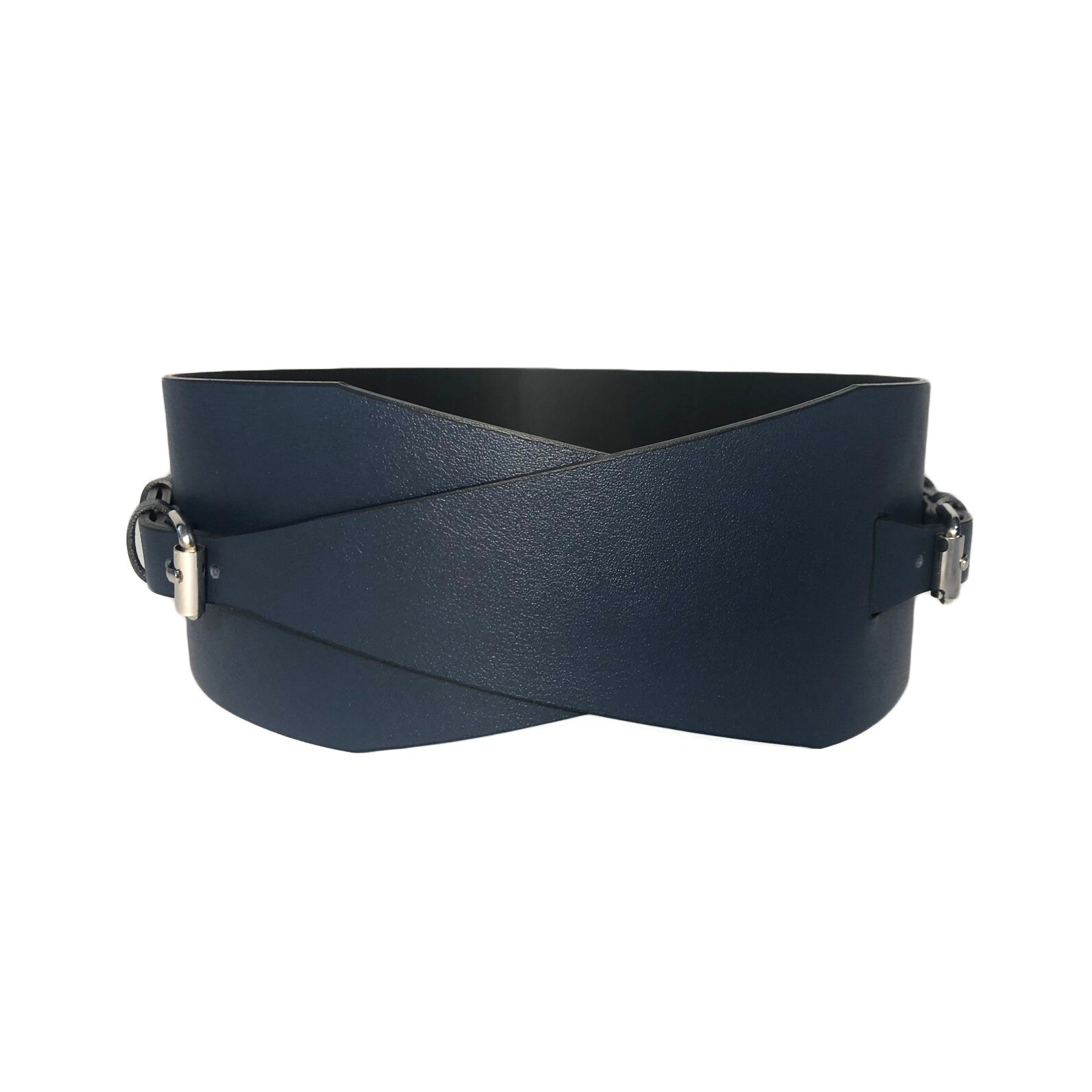 Navy blue Leather Belt Autumn wide belt Wrap leather wide Etsy