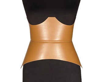XO TAN Leather Corset, XXS-5XL, Hourglass wide belt, Plain leather belt hips and waist, Curved leather wide Corset
