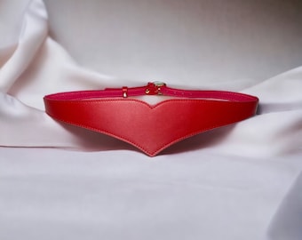 XXS - 5XL Red Heart Shaped Leather Belt