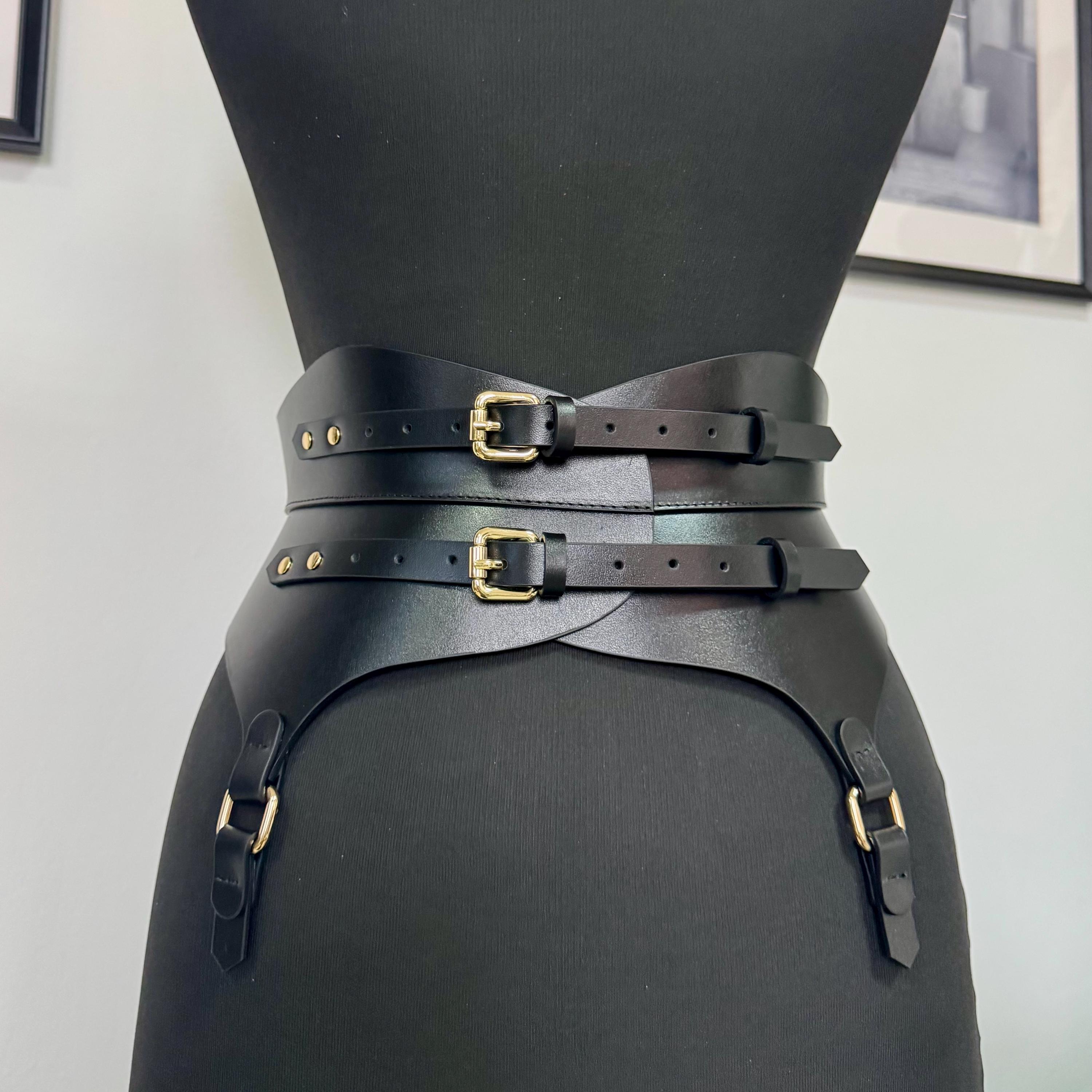 Wide Leather Corset Belt - Plus Size Waist Cincher With  display picture 3