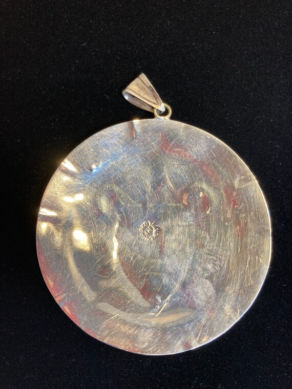 Mexican Mask in Sterling overlay pendant, circular - image 4