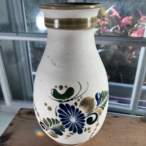 VTG Tonala Mexican Pottery with Blue Butterfly and Flowers