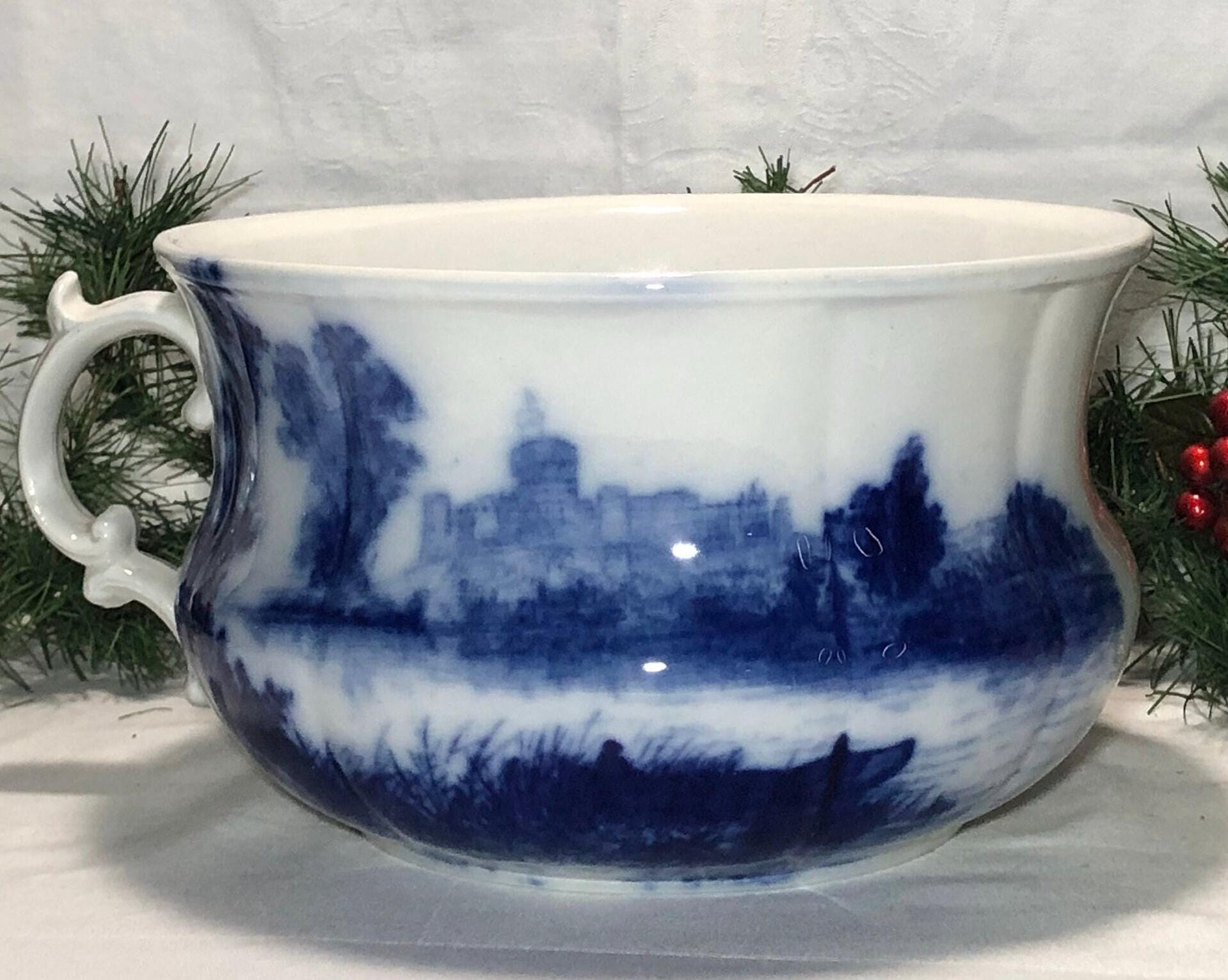 Antique Flow Blue Chamber Pot - Etsy