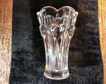 Crystal Vase with Raised Hearts Made in Germany