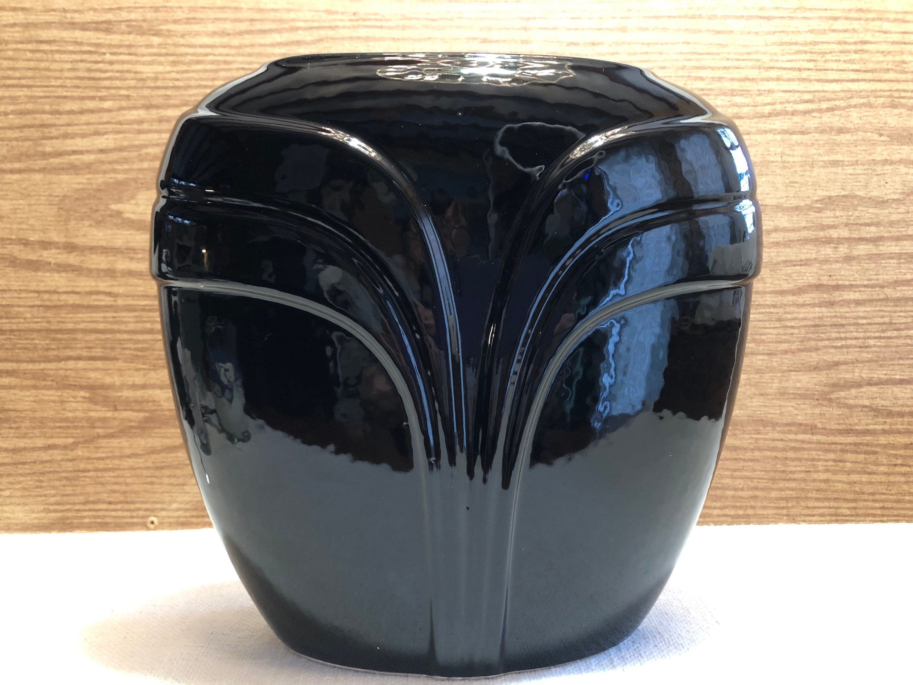 Black Wave Vase Art Deco Vase Post Modern Art Vintage
