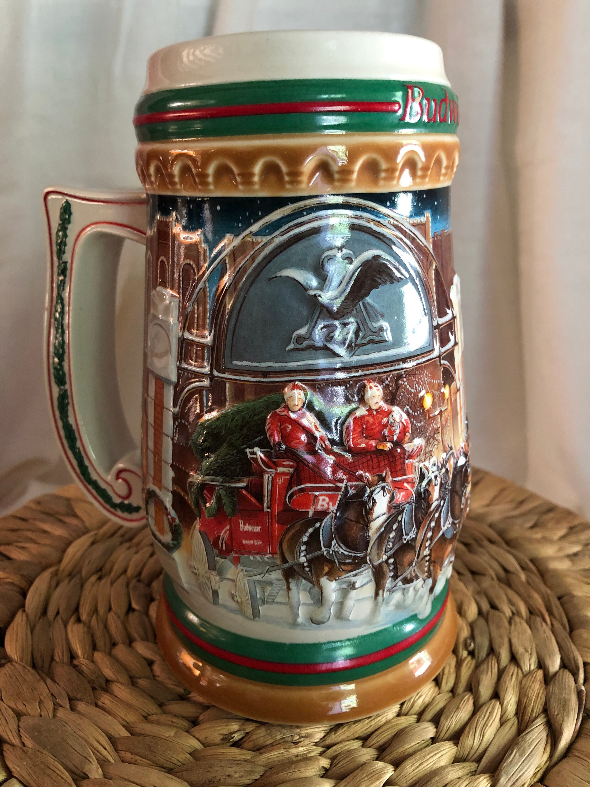 1997 Budweiser Holiday Stein 'home for the Holidays' - Etsy