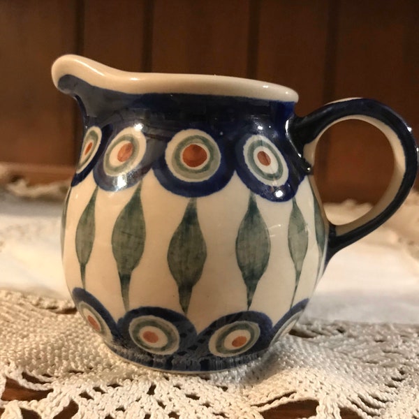 Polish Boleslawiec Ceramika Cream Pitcher Vintage Poland