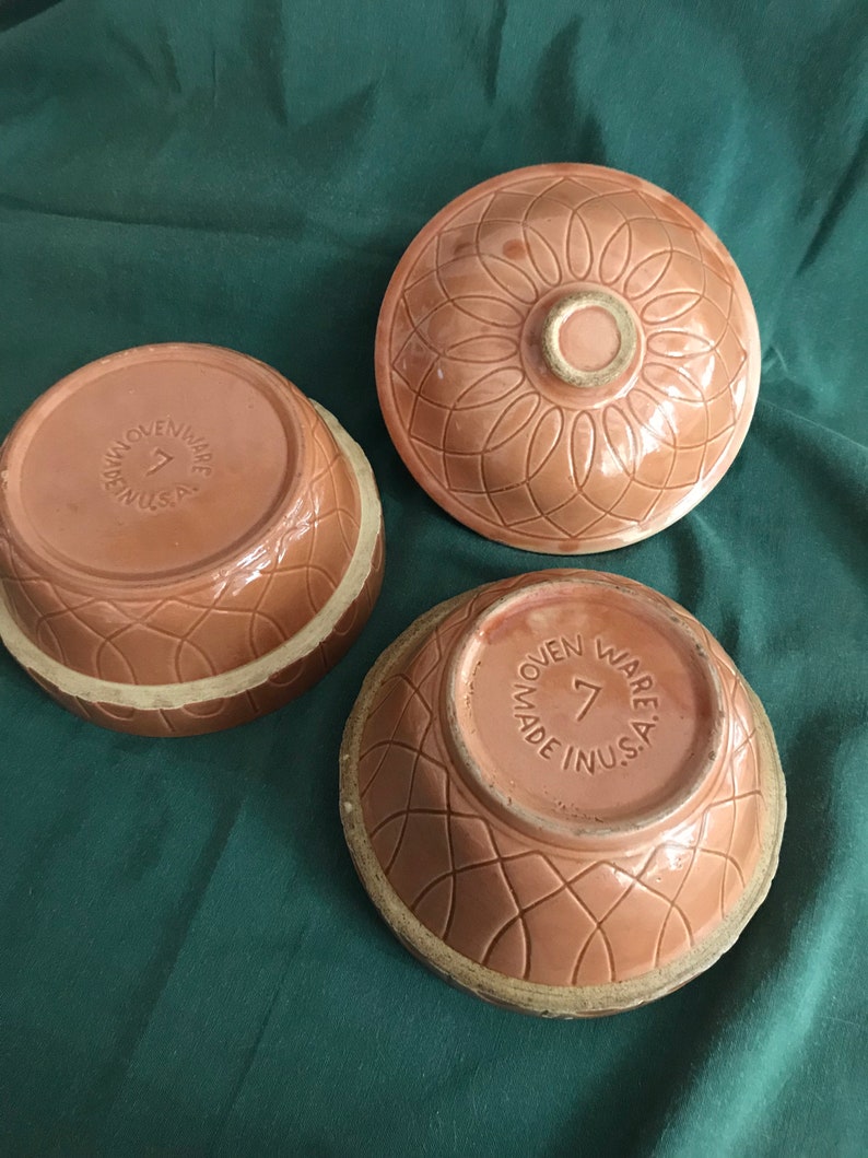Watt Pottery 1930s Mixing and Oven Ware Bowls With Cover Etsy