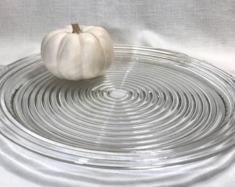 Vintage Anchor Hocking Manhattan Glass Platter: Ribbed Handled Relish Tray