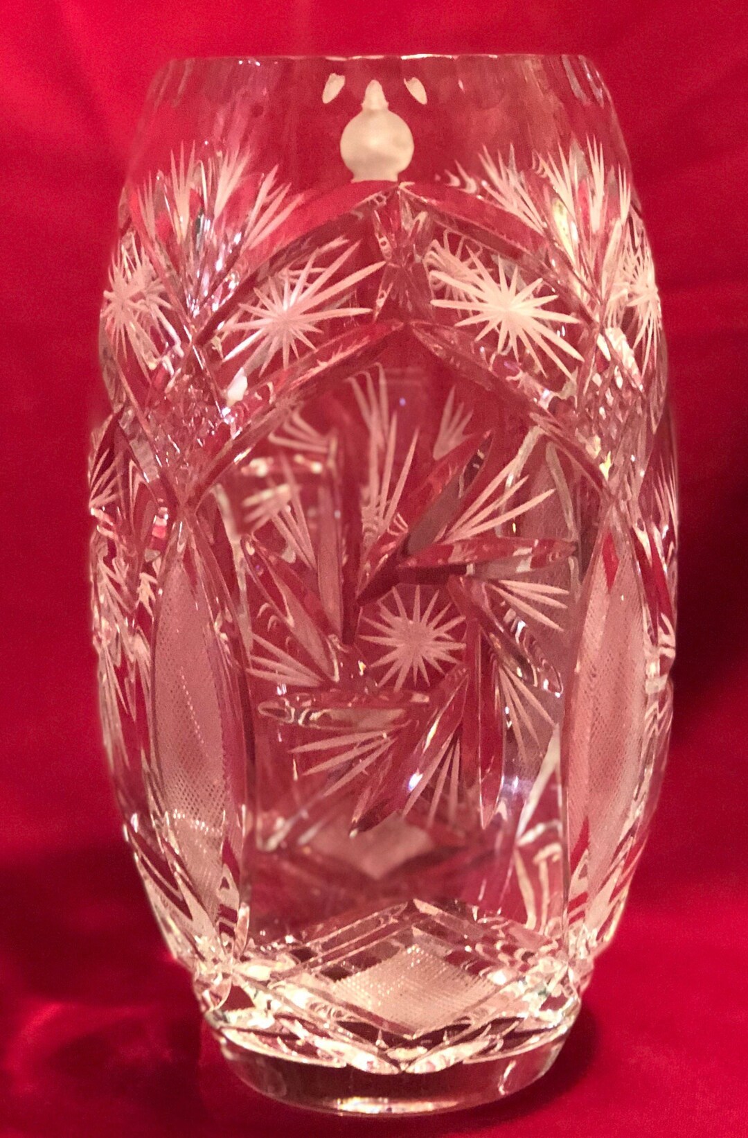 Lead Crystal Vase Poland Elizabeth Pattern by Crystal Clear Etsy