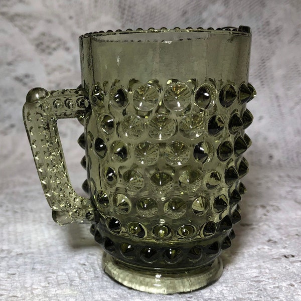 Vintage Mini Fenton Hobnail Colonial Green Pitcher