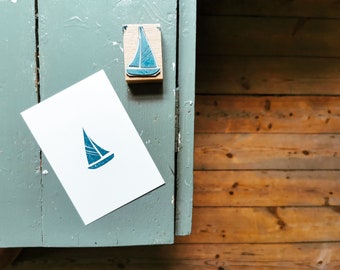 Wooden stamp sailboat