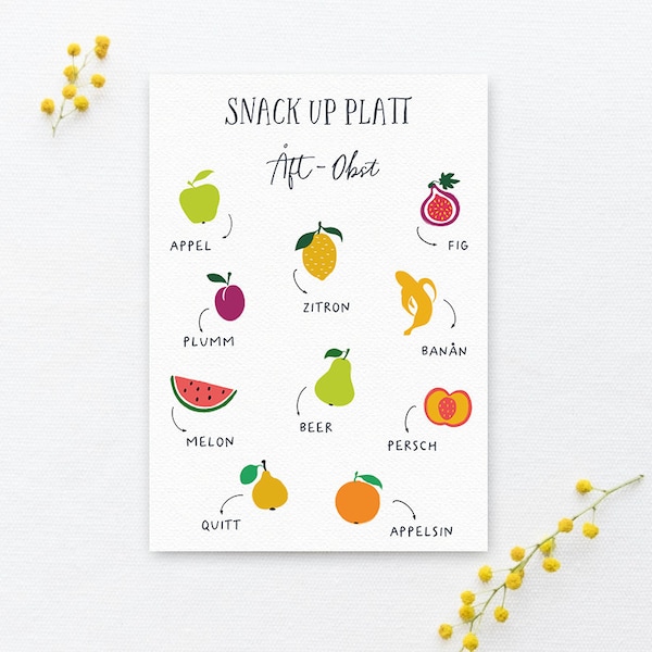Postkarte Snack up Platt - Obst