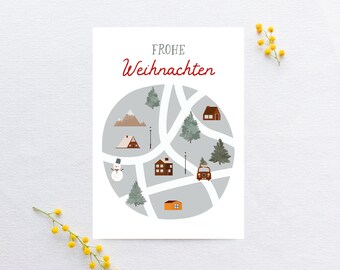 Christmas Postcard - Merry Christmas with Map