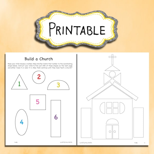 Build a Church Printable Worksheet for Kids NONDENOMINATIONAL CHRISTIAN - Activity for Kids, Sunday Activity, Quiet Book, Church for Kids