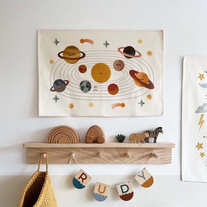 Solar System Wall Hanging (small), 100% unbleached organic cotton solar system chart, a beautiful addition to your child's bedroom