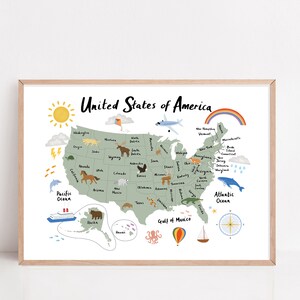 the perfect baby or kids birthday gift nursery wall art United State of America print nursery poster wall decor modern art print