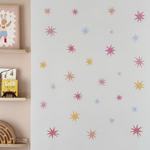 Summer Sky Colourful Stars wall stickers, removable fabric sticker, star wall decal, wallpaper effect wall sticker