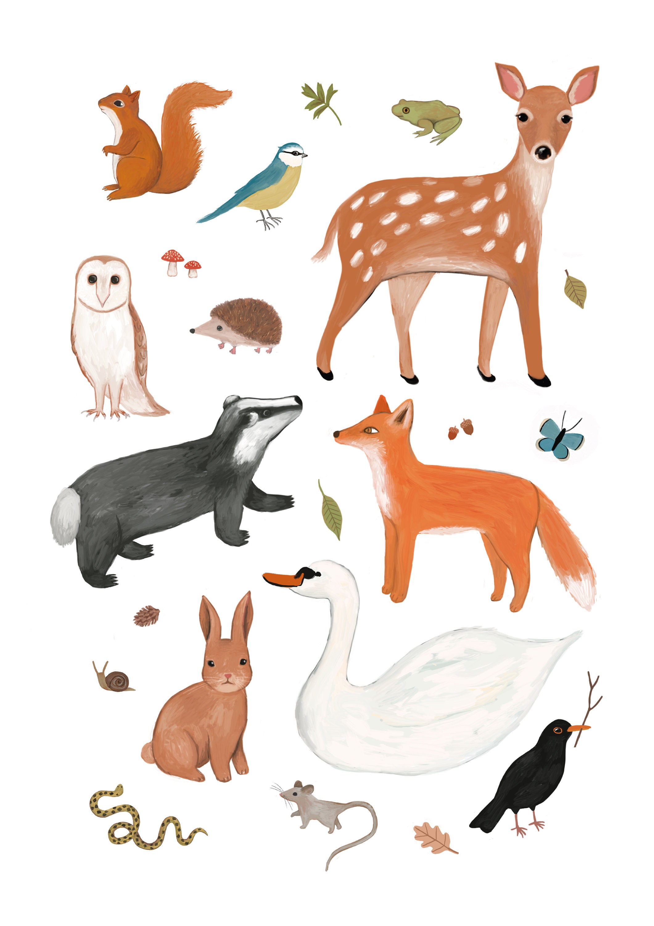 Woodland Animal Print Nursery Wall Art Children's Wall Etsy