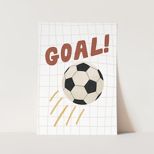 Goal print in white, Soccer Kids Room Wall Art, Children&#39;s Art Prints, perfect birthday gift or nursery decor