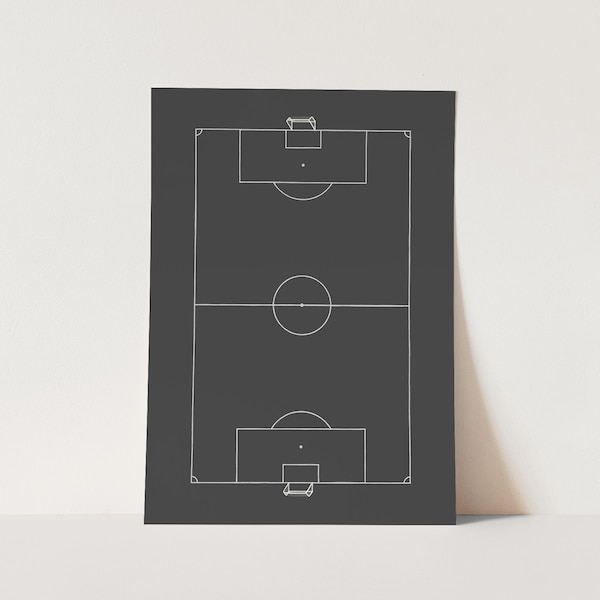 Football pitch in black, Soccer Kids Room Wall Art, Children's Art Prints, perfect birthday gift or nursery decor