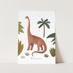 Impresión de Brachiosaurus, arte de pared de dinosaurio, arte de pared para niños, regalo de cumpleaños perfecto o decoración de guardería