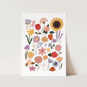 Bloemenkaartprint, kinderdecor, regenboogdecor kinderkamer, perfect verjaardagscadeau voor haar of wanddecoratie