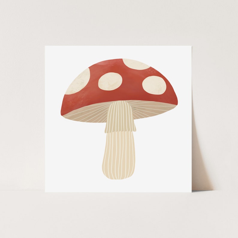 Mushroom print, children's decor, nursery woodland theme, perfect birthday gift for her or wall decor image 1