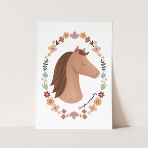 Strength and beauty print, Horse print, Nursery Wall Art, Children&#39;s Wall Art, perfect birthday gift or nursery decor